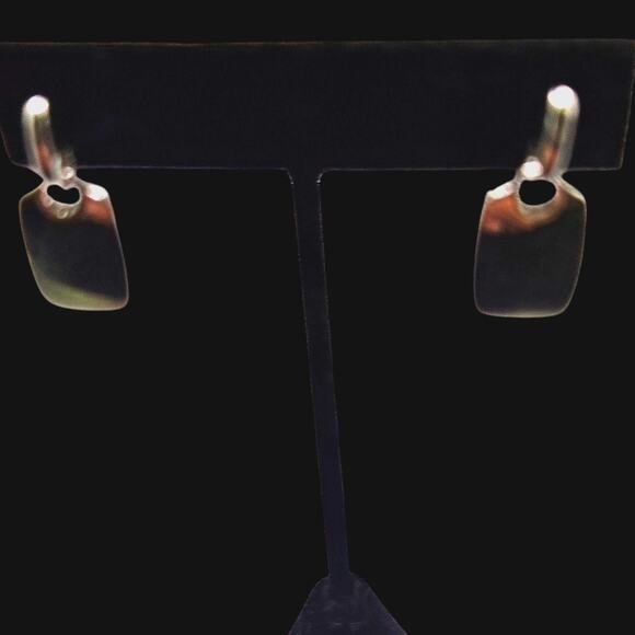 Lia Sophia Silver Pendant Necklace & Earrings Set Leather Cord Modern Minimalist - Picture 5 of 7